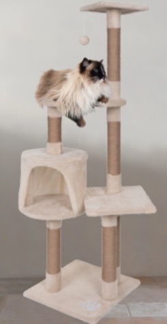 Gimnasio Rascador Estructura Yute · Felpa Crema